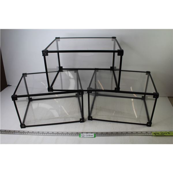 (3) Shoe Display Cases w/Magnetic Backs