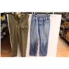 Image 1 : (2) Pairs of Pants - Sizes Unknown, (1) is Written On, Jeans have Slight Stain Near Pocket