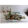 Image 1 : Advertisement Calendar, (3) Glass Coca-Cola Bottles, Glass 7-Up Bottle, (3) Cigarette Tins, Misc.