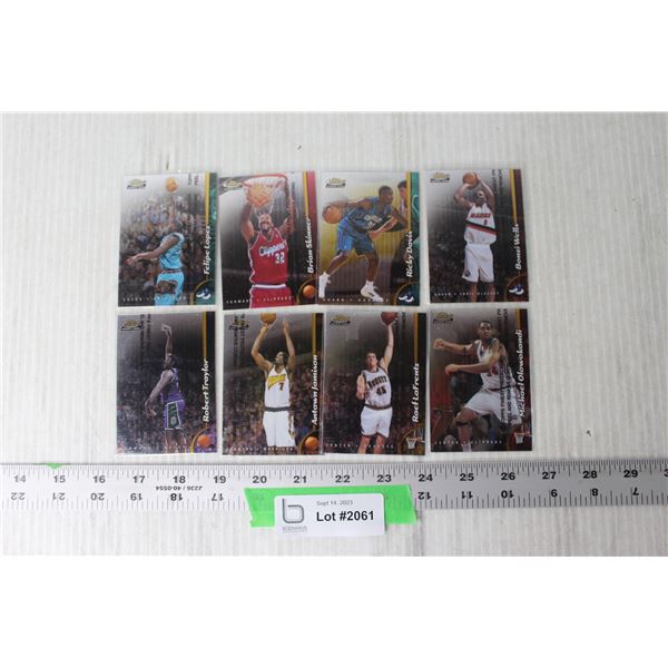 (8) NBA Topps Finest RCs Trading Cards - Lopez, Skinner, Davis, Wells