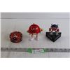 Image 1 : (3) M&M Collectible Pieces - Poker Chip Tin, Figurine, Transformers Coin Bank