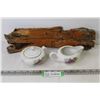Image 1 : Creamer & Sugar Bowl (China 836) - Cedar Bark Carving (local Artist I.Findlay)