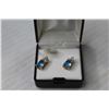 Image 2 : Pear Shaped Blue Glass Sapphire Ring & Matching Earrings (size 8 ring - (NIB)