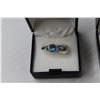 Image 3 : Pear Shaped Blue Glass Sapphire Ring & Matching Earrings (size 7 ring - (NIB)