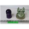 Image 1 : (2) Glass Insulators - Purple B.T. Co. & Light Green #2