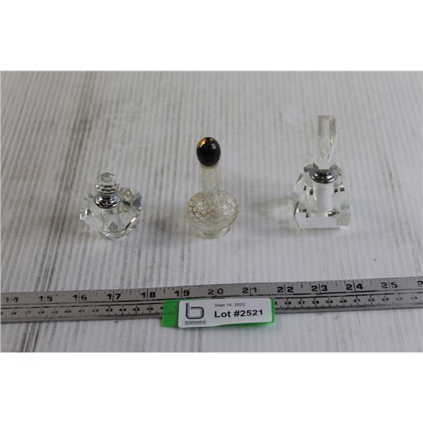 (3) Glass Perfume Bottles - (1) Lid Doesn't Stay On