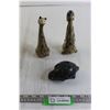 Image 1 : (3) Animal Figurines - Cat, Dog, Turtle