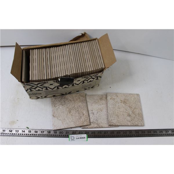 (40) Tiles- 6"x6" 8mm Thick in Beige and Marble (Porcelain)