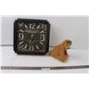 Image 1 : Wood Carved Dog and Clock (Broken)