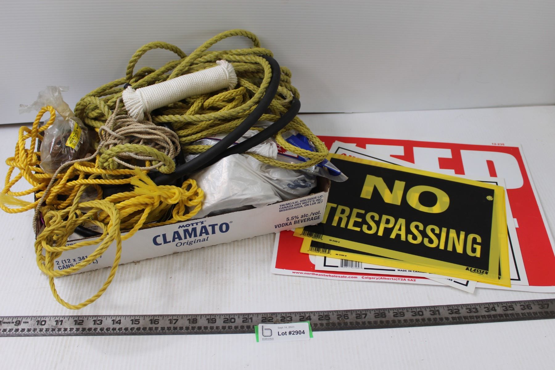 No Ropes Sign Assorted Rope and No Trespassing Signs - Bodnarus Auctioneering