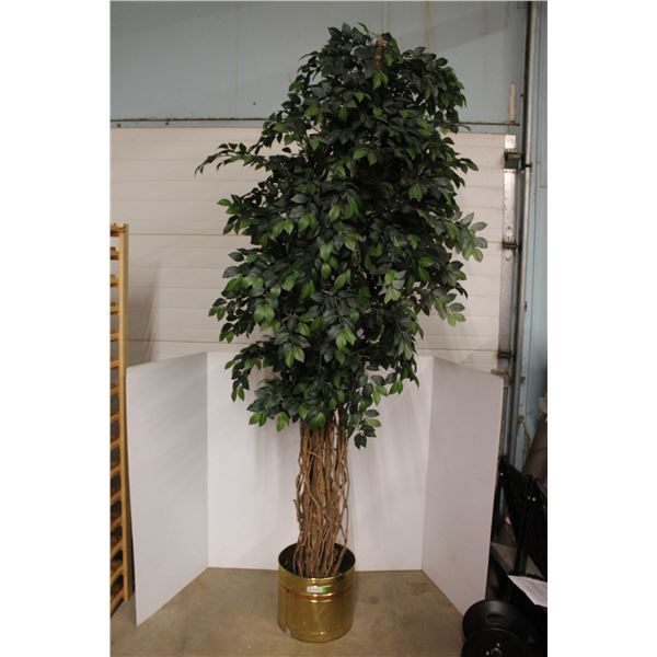 *Tall Artificial Plant with Brass Stand- 8ft