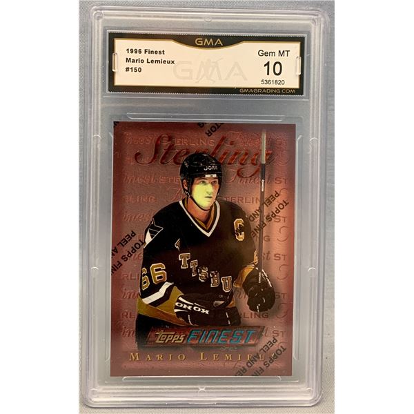 Mario Lemieux Sterling Topps Finest Hockey Card GMA Graded 10 Gem Mint