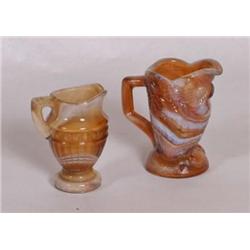 Pr Small Slag Glass Pitchers