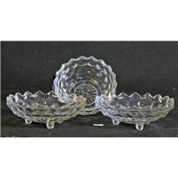 Fostoria American 2 footed Bowls + one bowl
