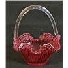 Image 2 : Cranberry Glass Basket w/Applied Hdl