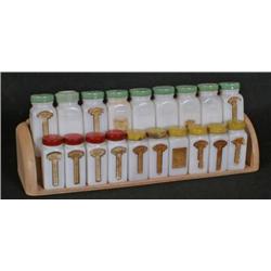 Art Deco Milk Glass Spice Set