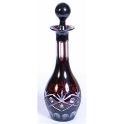 Ruby Cut to Clear Decanter