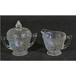 Clear Iris Sugar w/Lid and Creamer