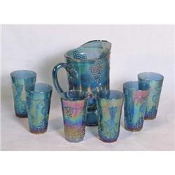 Grape Pitcher & 6 Tumblers