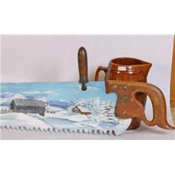 1 Man Cross Cut Saw Hand Painted