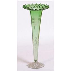 Green Hand Decorated Vase 16 1/2' Tall