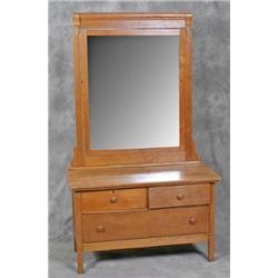 Oak 2 over 1 Drawer Dresser w/Mirror