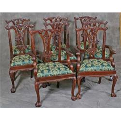 Solid Mahogany Chippendale Chairs w/Two Arm Chairs