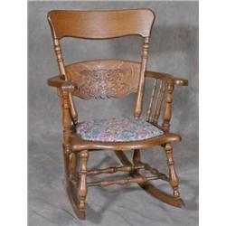 Oak Rocker w/North Wind Carving