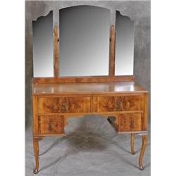 Triple Mirror Vanity Burl Walnut