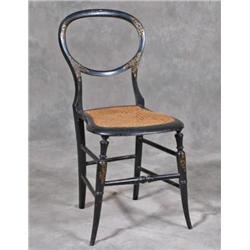 Ebonized Victorian Side Chair Mother of Pearl Inlay