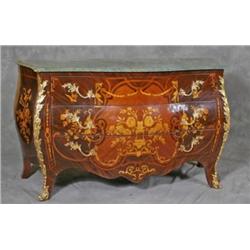 Lg Marble Topped Louis Styled 3 Drawer Chest 60' Wide