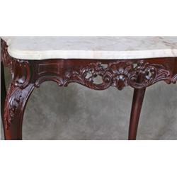 Carved Marble Toped End Tables