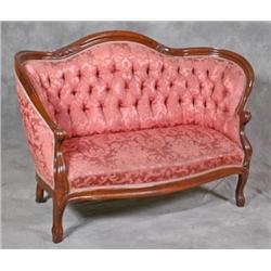 Victorian Love Seat Walnut Frame