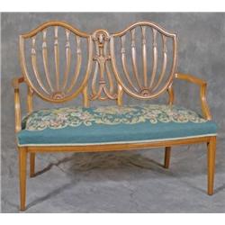 Super Federal Shield Back Bench W/ Needpoint Seat