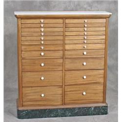 Mahogany Dental Cabinet 22 Drawers White Glass Top