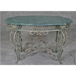 Turtle Topped Marble & Iron Center Table