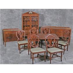 Nice Walnut Dinning Room Set 10pc, Table, 6 Chairs, China, Sideboard, Server