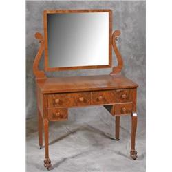 Walnut Vanity w/Mirror Claw Feet