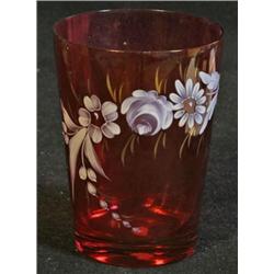 Hand Decorated Cranberry Vase