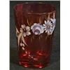 Image 1 : Hand Decorated Cranberry Vase