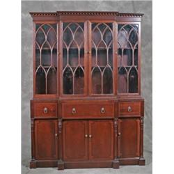 Mahognay 2pc Breakfront China Cabinet w/Individual Glass