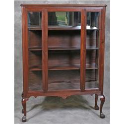 Mahogany Claw & Ball Footed China Cabinet w/Mirror Back