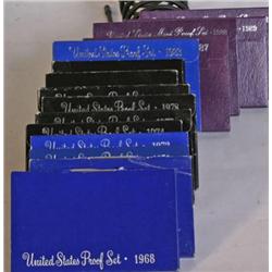 Lot 15 US Mint Proof Sets 1968,69,71,72,74,77,78,79,80, 82,83,87,88,92