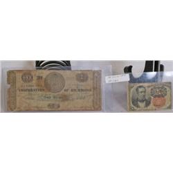 Confiderate Note and US 10cent