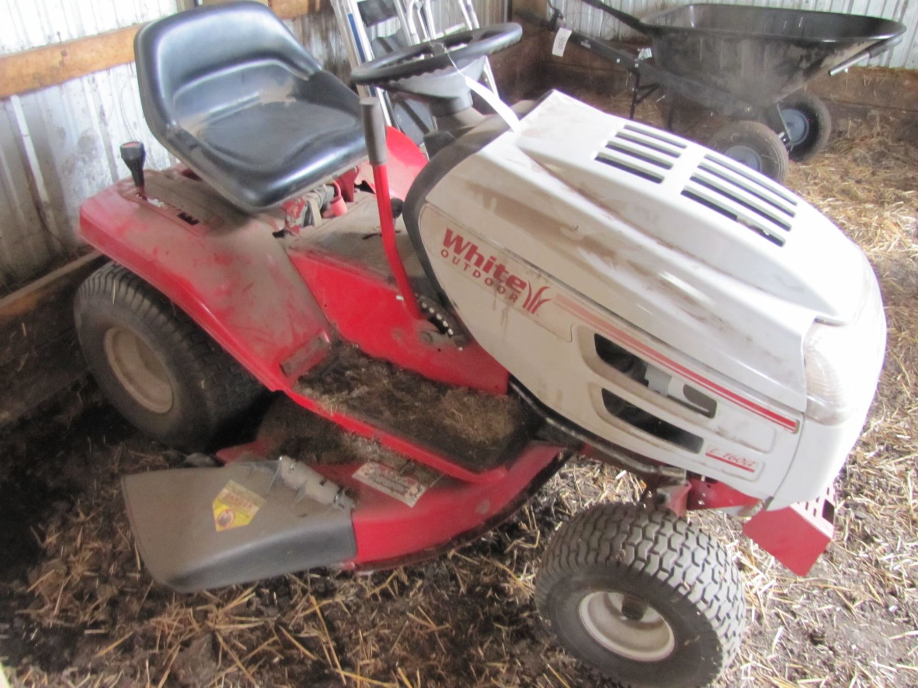 White outdoor riding mower L-160a -- 16 horsepower Briggs and Stratton ...