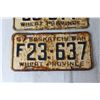 Image 2 : (2) 1957 Farm Saskatchewan License Plates