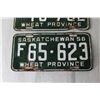 Image 2 : (2) 1956 Farm Saskatchewan License Plates