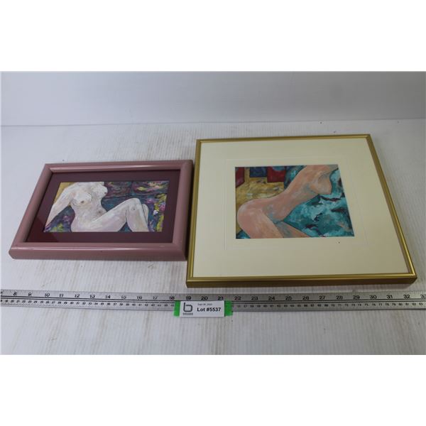 (2) Framed Nude Oil Paintings on Board (13 3/4" x 12 1/2") - (12" x 8 1/2")