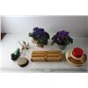 Image 1 : (2) Fake Plants + Coasters + Scale + Misc.