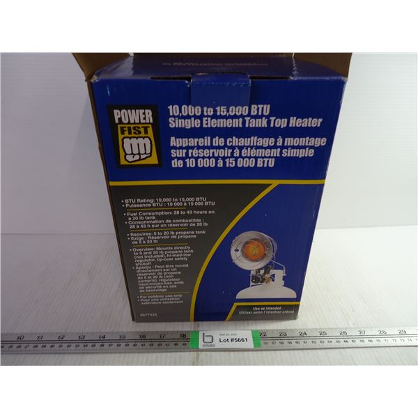 10,000 to 15,000 BTU Single Element Tank Top Heater (NIB)